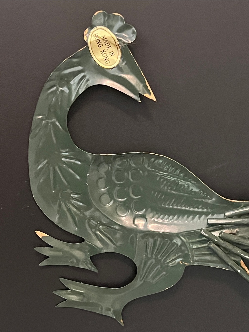 Vintage MCM Metal Peacock Wall Art Decor Set (2) - Made In Hong Kong - Picture 3 of 10